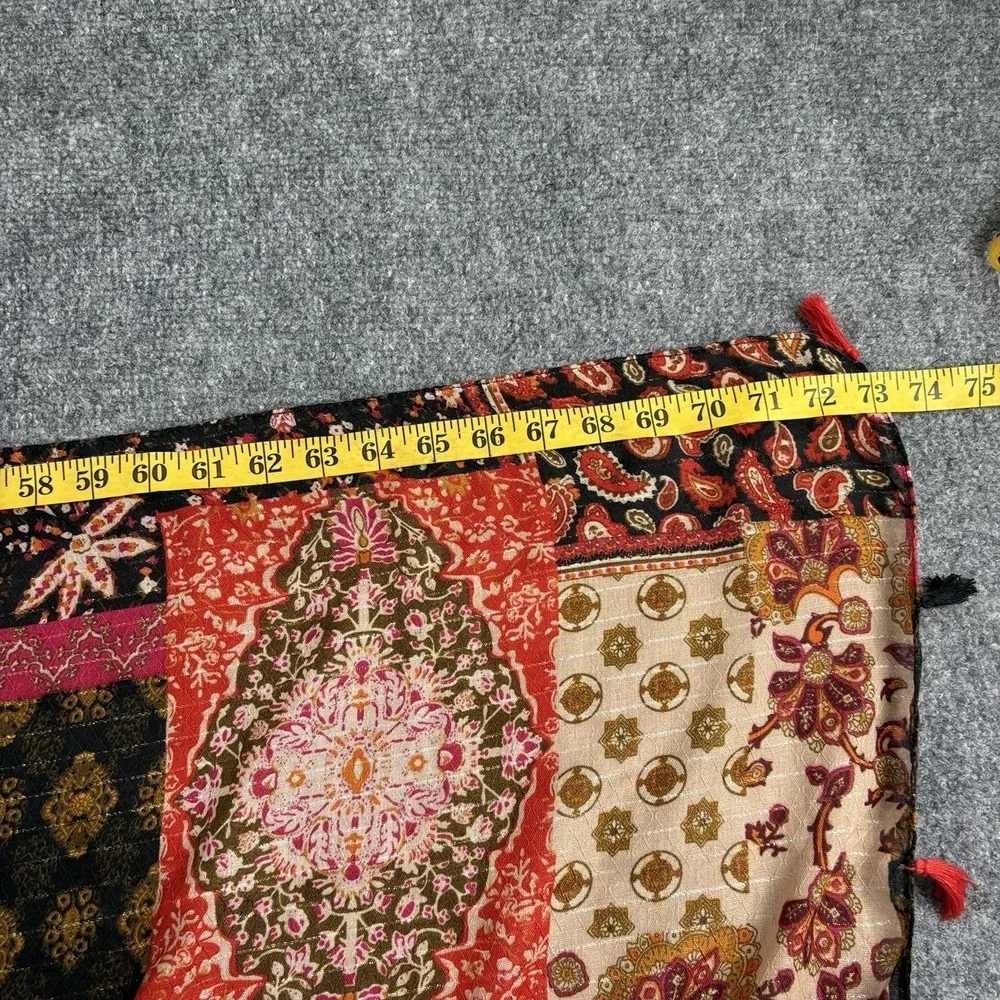 Oversized Boho Patchwork Print Scarf Wrap Shawl Tassel‎ 73x34 Earthy Festival